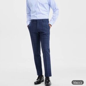Tommy HIlfiger‎ Mens Navy Blue Glen Plaid Dress Pants Flat Front Slacks NWOT
